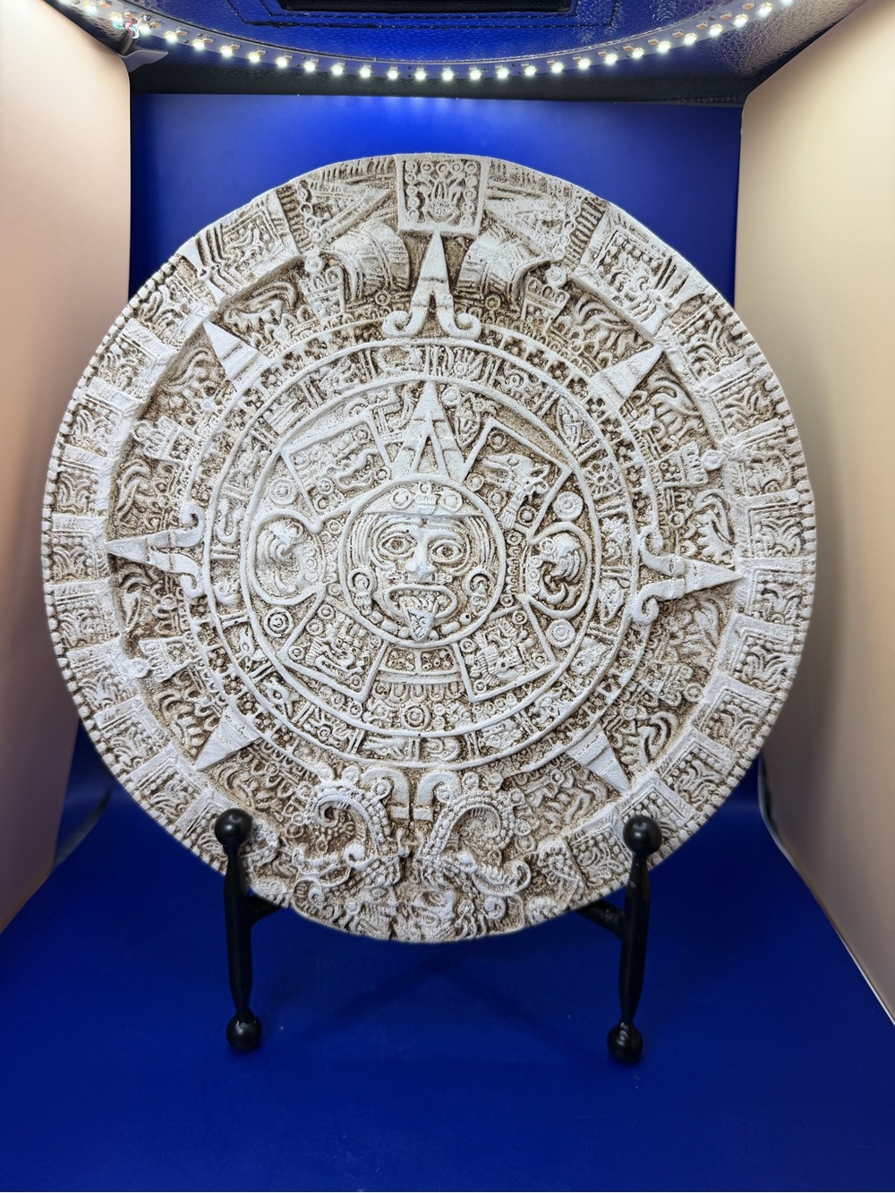 White Aztec Calendar Wall Sculpture - Home Art